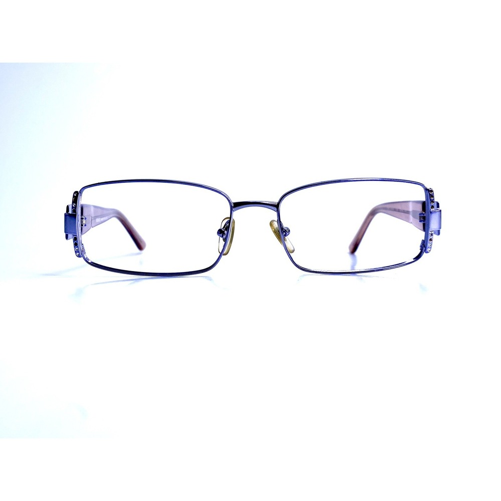 Versace Matte Purple Metal Rectangular Glasses Clear Pink Temple MOD 52 16 130